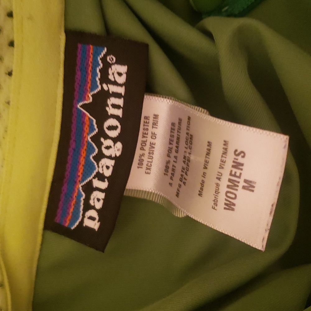 Patagonia Lime Green Polartec Power Dry Running club Zip Up Jacket - Picture 4 of 5